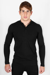 Vital Long Sleeve Henley - Black - jargonlifestyle.com