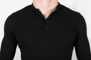 Vital Long Sleeve Henley - Black - jargonlifestyle.com